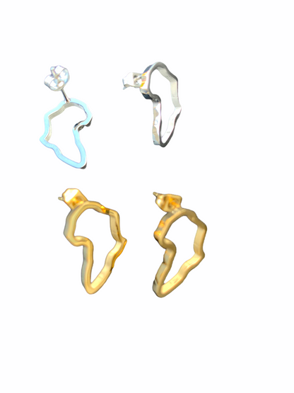 Africa Map Shaped Stud Earrings