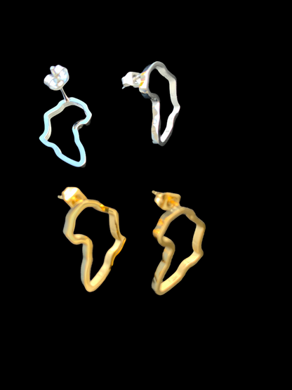 Africa Map Shaped Stud Earrings