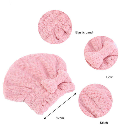 Microfiber Hair Drying Bow Towel Caps