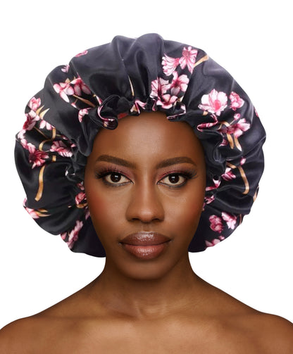 Adjustable Double Layered Revisable Satin Silk Bonnet Caps