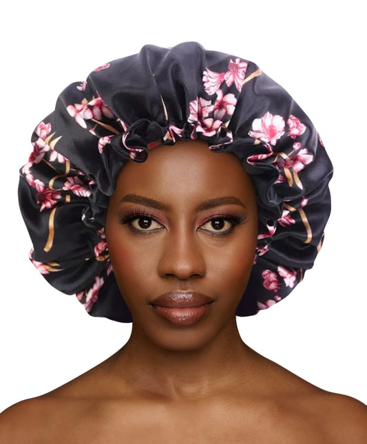 Adjustable Double Layered Revisable Satin Silk Bonnet Caps