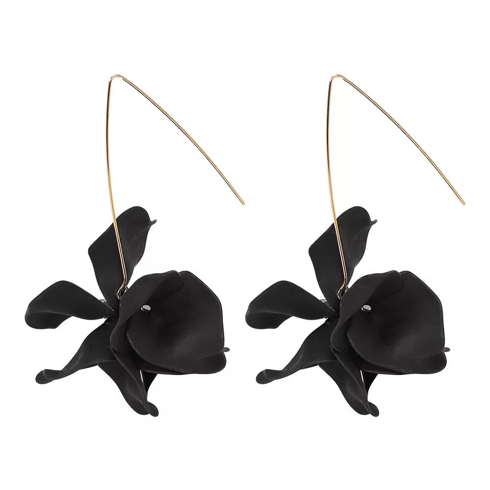 Lightweight Acrylic Flower Petals Wire Dangle Drop Earrings