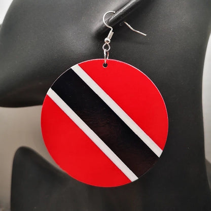 Caribbean Countries Hand Painted Flags Wooden Dangle Earrings