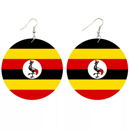 South And East Africa Flags Hand Painted Wooden Dangle Earrings