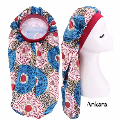 Ankara Satin Silk Long Single Layered Bonnet Caps For Braids And Long Hair