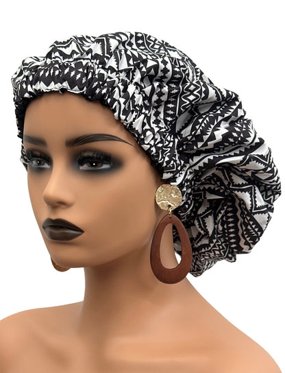 Satin Silk Double Layered Revisable Ankara Bonnet Caps