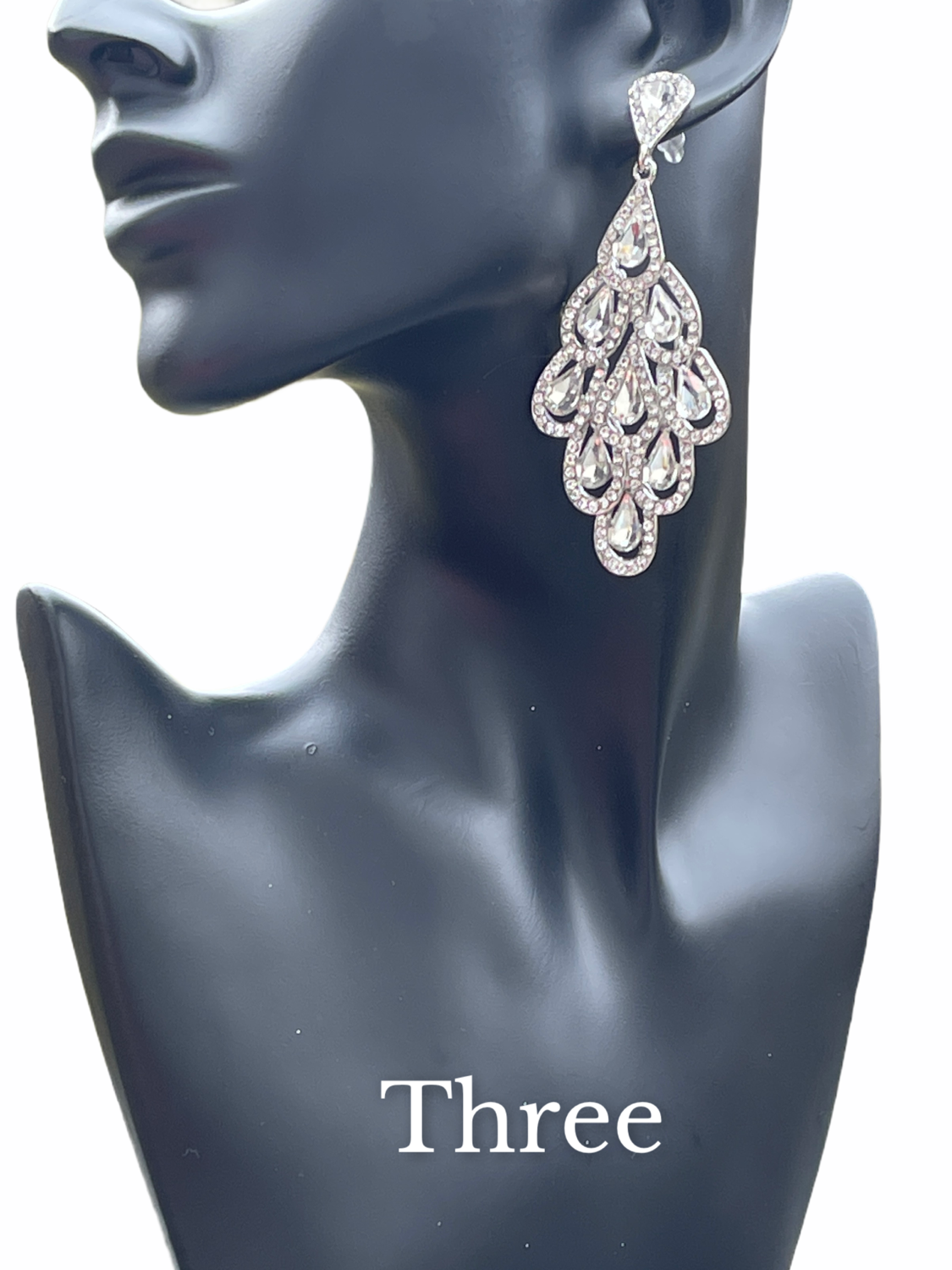 Crystal Diamante Rhinestone Sparkle Water Drop Elegant Statement Earrings