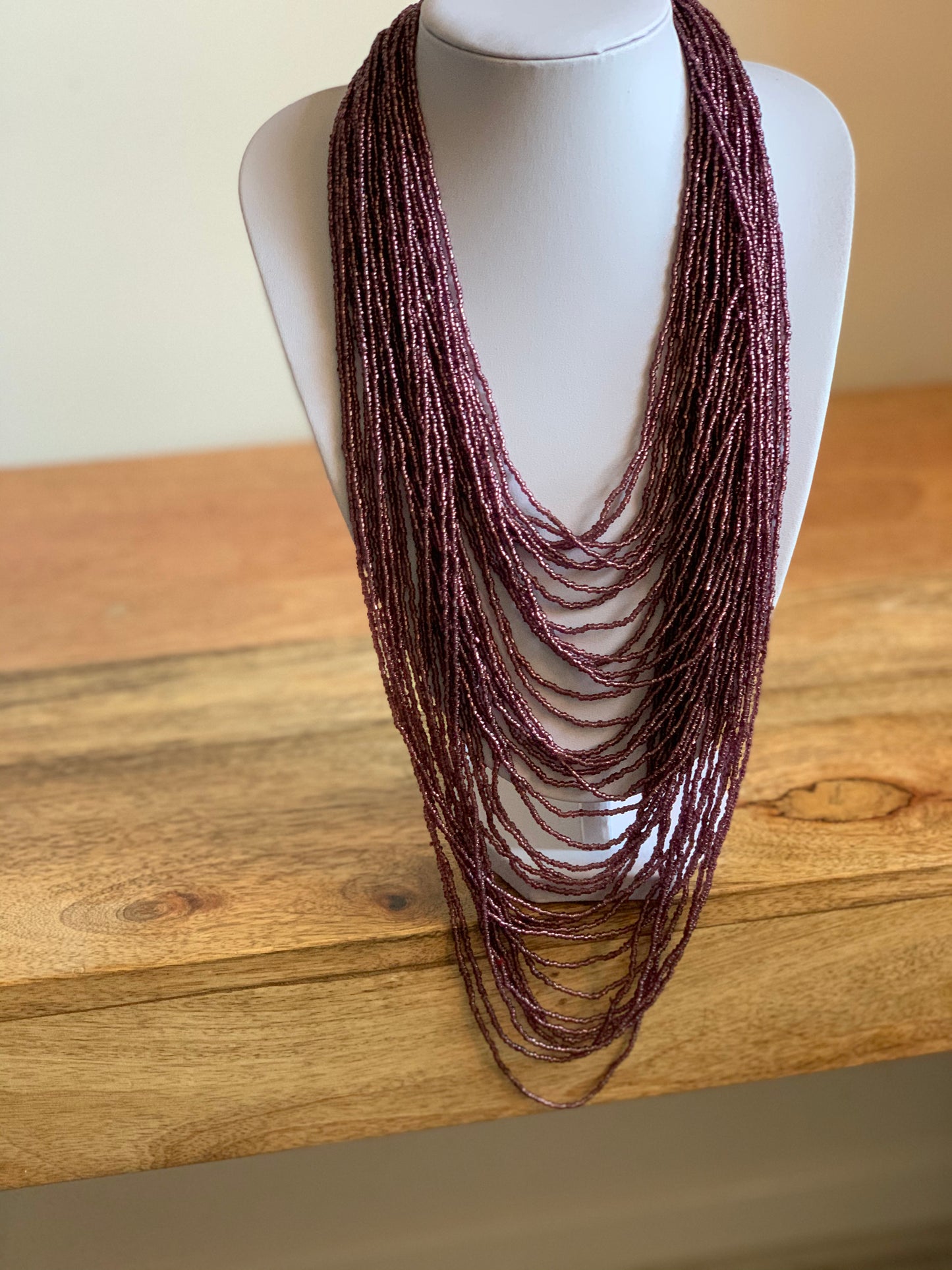 Purple Authentic Handmade African Tribal Beaded Purple Necklaces