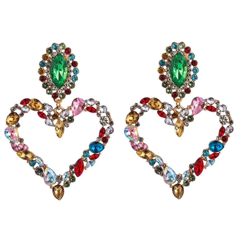 Multicolour Diamante Crystal Rhinestone Sparkle Elegant Statement Earrings