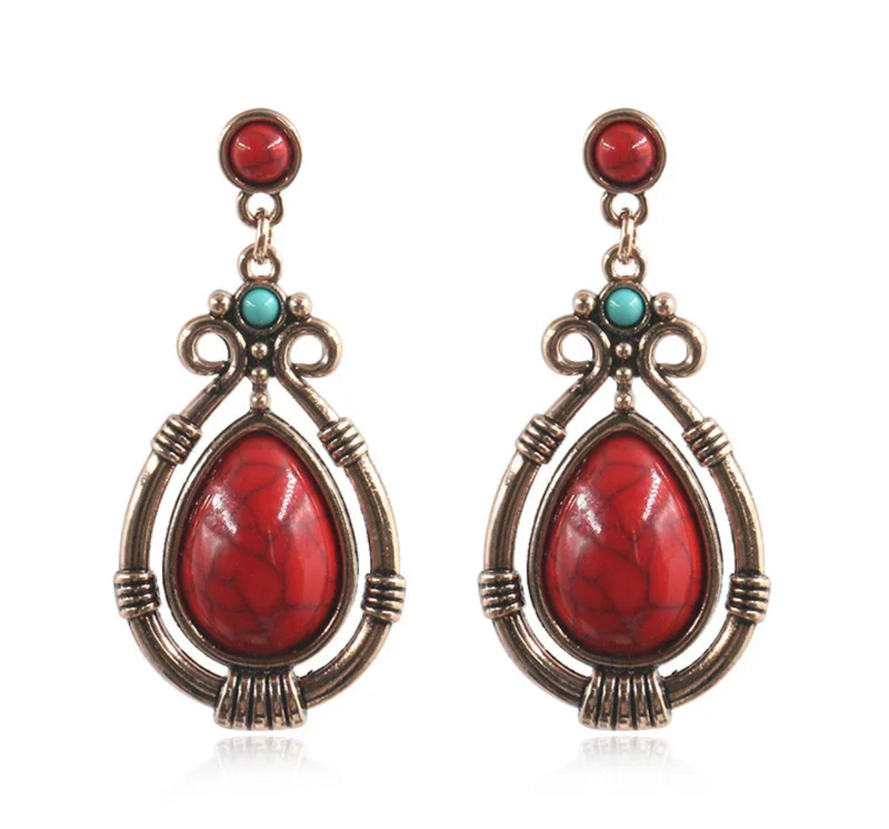 Bohemian Vintage Style Resin Teardrop Retro Dangle Earrings