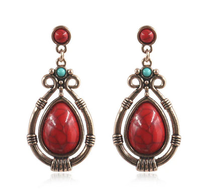 Bohemian Vintage Style Resin Teardrop Retro Dangle Earrings