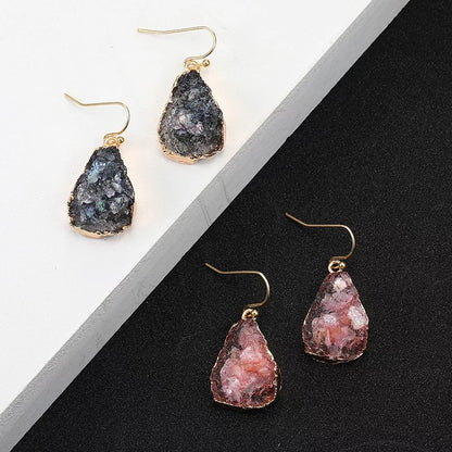 Faux Druzy Bohemia Teardrop Lightweight Dangle Earrings