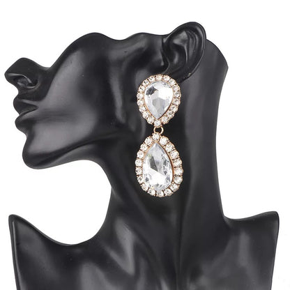 Large Crystal Diamante Rhinestone Sparkle Classic Elegant Statement Earrings