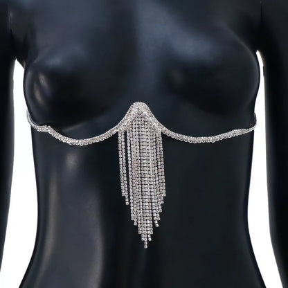 Crystal Rhinestone Bra Bracket Underwear Statement Body Chain Jewellery