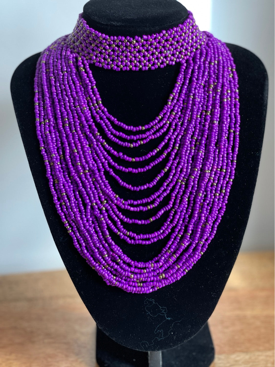Authentic Purple Tribal African Ethnic Maasai Choker Necklace