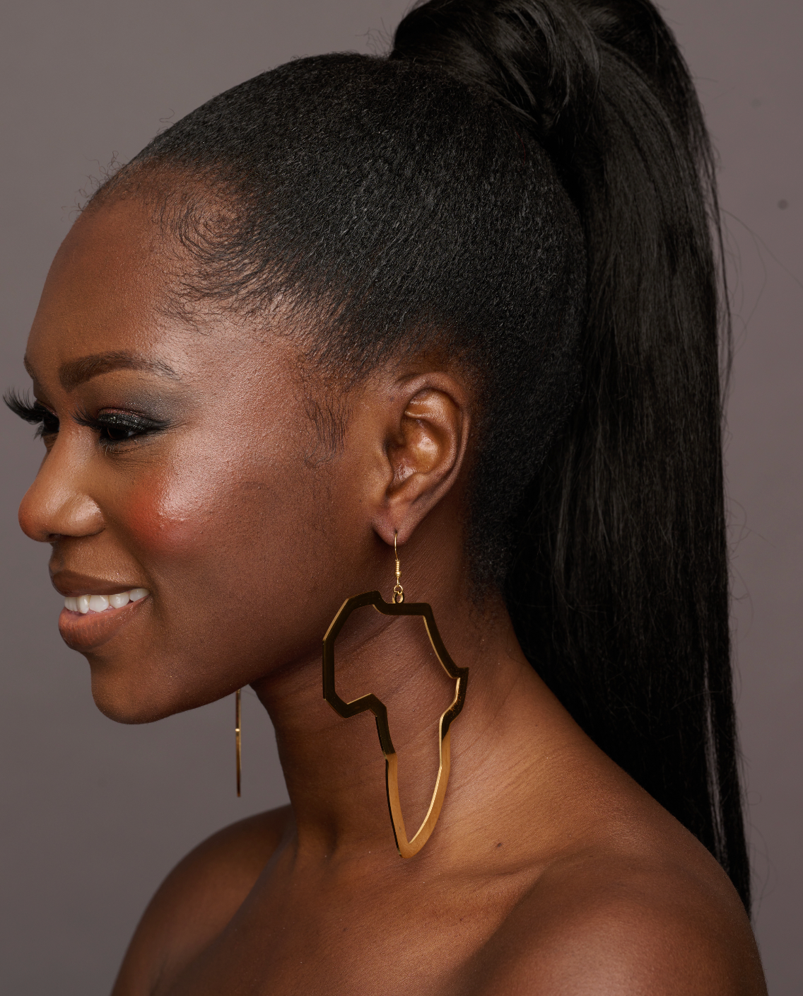Large Africa Map Shape Dangle Earrings