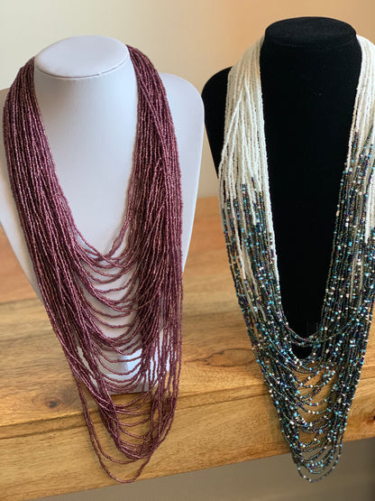 Purple Authentic Handmade African Tribal Beaded Purple Necklaces