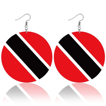 Caribbean Countries Hand Painted Flags Wooden Dangle Earrings