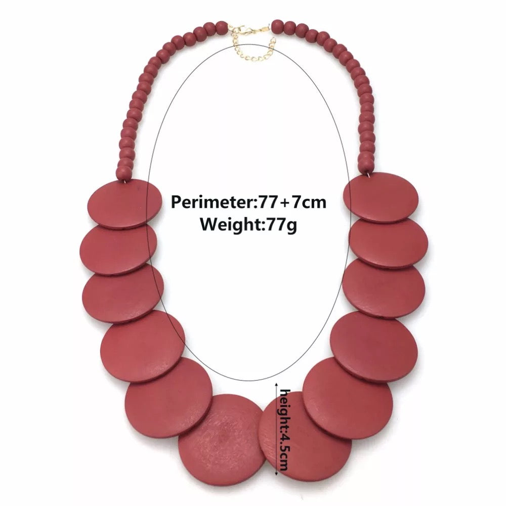 Tribal Ethnic Large Wooded Beaded Necklace Set