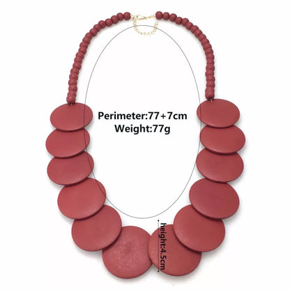 Tribal Ethnic Large Wooded Beaded Necklace Set