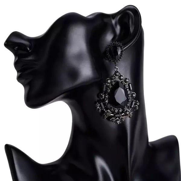 Crystal Diamante Rhinestone Sparkle Teardrop Elegant Statement Earrings