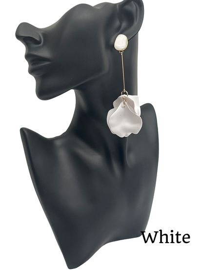 Lightweight Acrylic Flower Petals Wire Dangle Drop Earrings