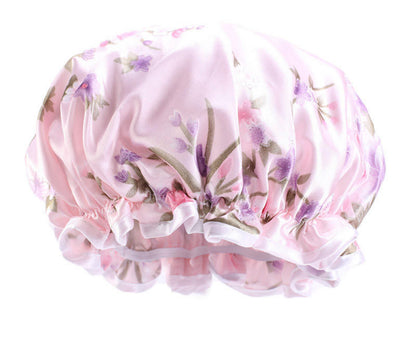 Children Luxury Satin Silk Doubled Layered Shower Bonnet Caps