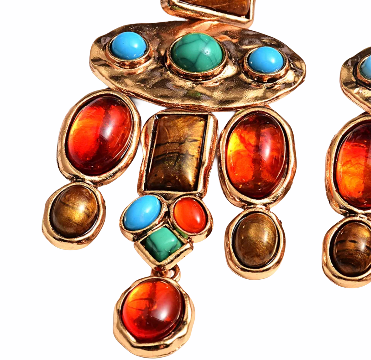 Bohemian Resin BeadsTassel Tibal Dangle Drop Earrings