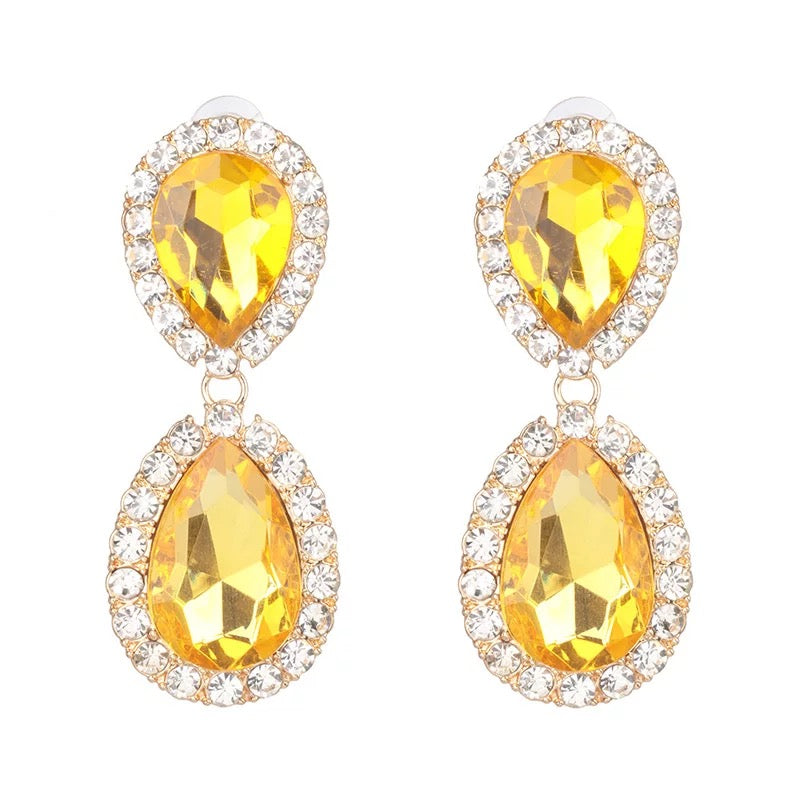 Large Crystal Diamante Rhinestone Sparkle Classic Elegant Statement Earrings
