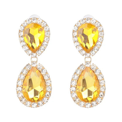 Large Crystal Diamante Rhinestone Sparkle Classic Elegant Statement Earrings