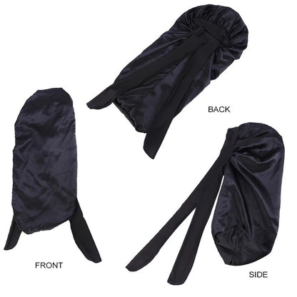Long Satin Silk Single Layered Bonnets With Long Tie for Braids And Long Hair