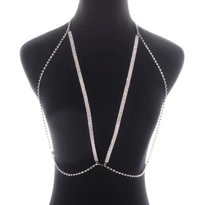 Crystal Rhinestone Bralette Bra Statement Body Chain Jewellery