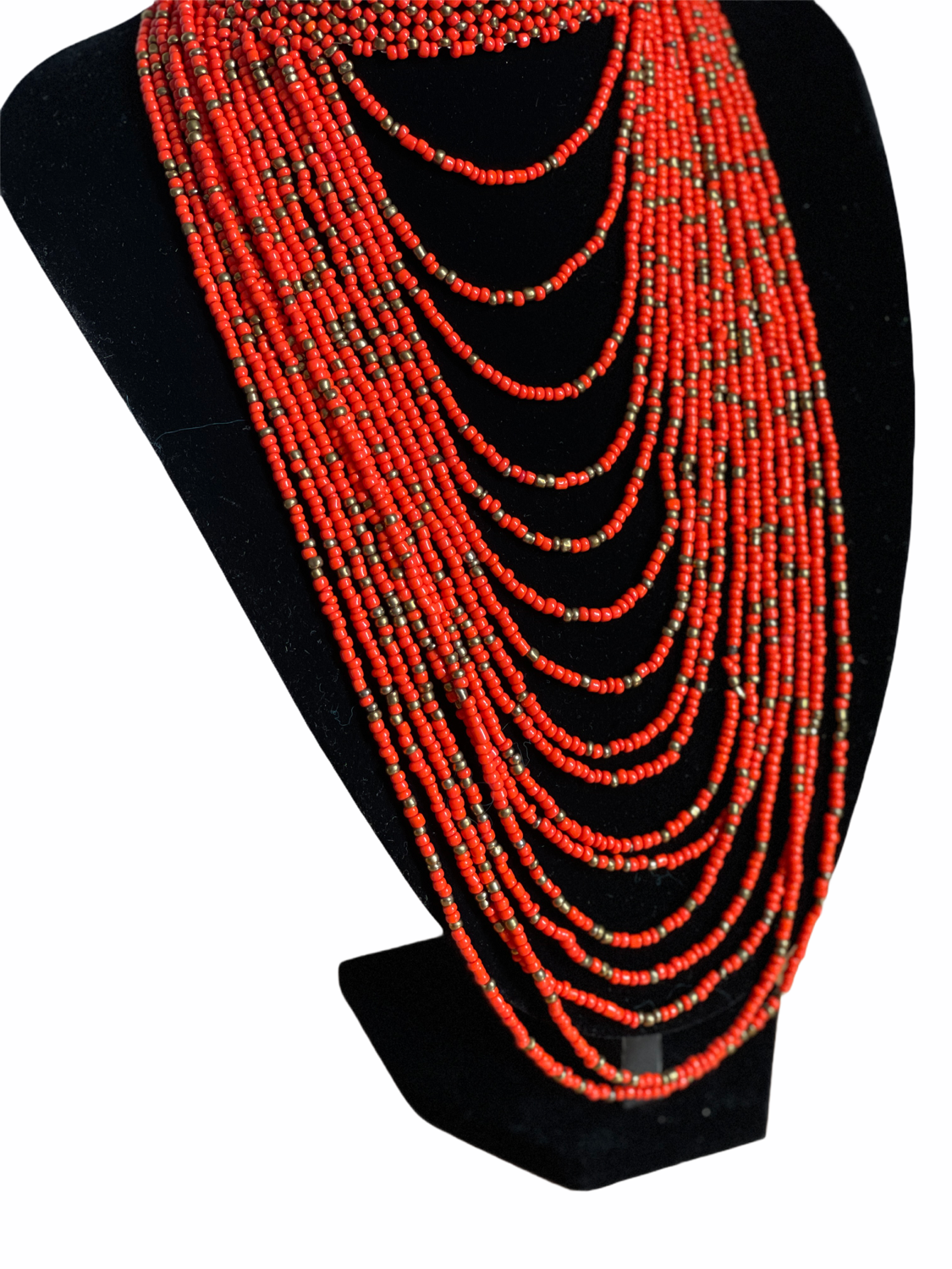 Authentic Orange Tribal African Ethnic Maasai Choker Necklace