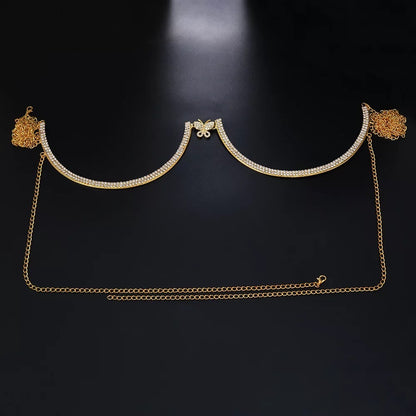 Crystal Rhinestone Bra Bracket Underwear Statement Body Chain Jewellery