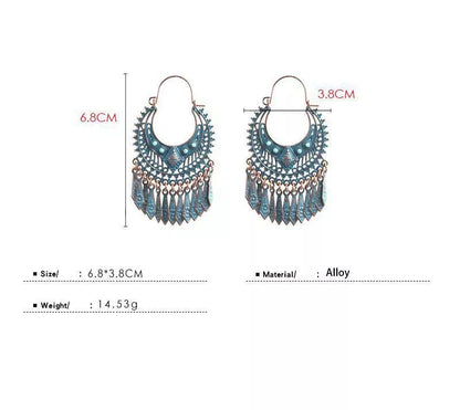 Ethnic Bohemian Vintage Style Gypsy Tassel Retro Tribal Dangle Earrings