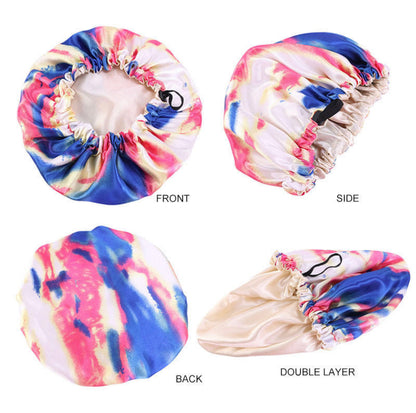 Kids Adjustable Double Layered Revisable Satin Silk Bonnet Caps