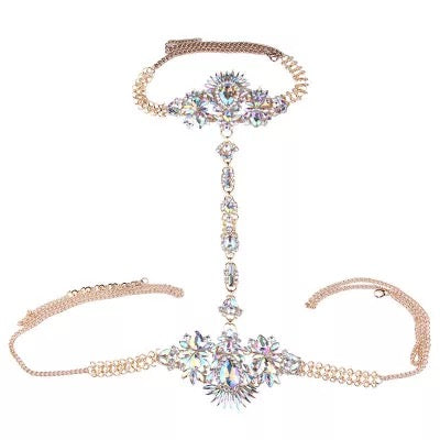 Crystal Rhinestone Sparkling Bling Body Harness Statement Chain Jewelle