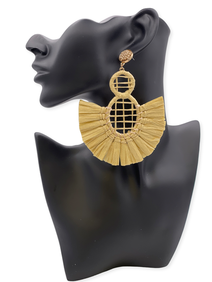 Beautiful Raffia Statement Earrings