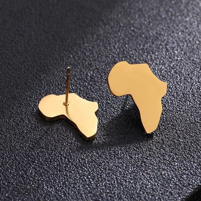 Africa Map Shaped Stud Earrings