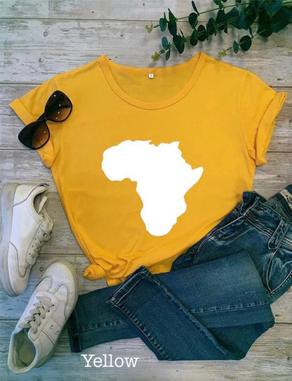 Heritage Printed Outlined Africa Map Cotton T Shirts