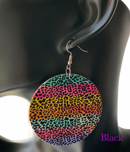 Hand Painted Heritage Wooden Dangle Earrings