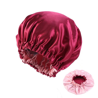 Large Satin Silk Revisable Bonnet Caps With Ruffle Edges