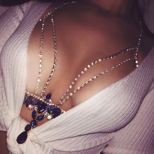 Crystal Rhinestone Bralette Statement Body Chain Jewellery