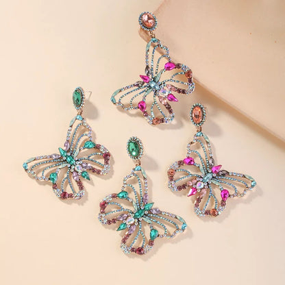 Gorgeous Luxury Multicolour Rhinestones Crystal Butterfly Statement Earrings