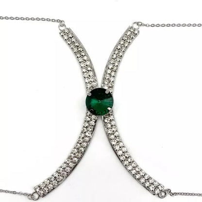 Round Crystal Rhinestone Centred Bra Bracket Underwear Body Jewellery