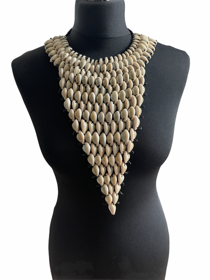 Authentic African Craftsmanship Cowrie Sea Shell Tribal Collar Necklace
