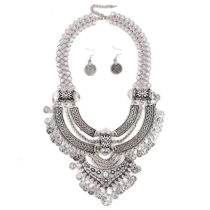 Boho Tribal Gypsy Indian Turkish Moroccan Native Inspired Style Necklace Set