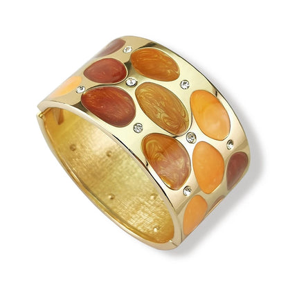 Boho Medium Colourful Spots Metal Rhinestones Statement Bangle Cuff Bracelets
