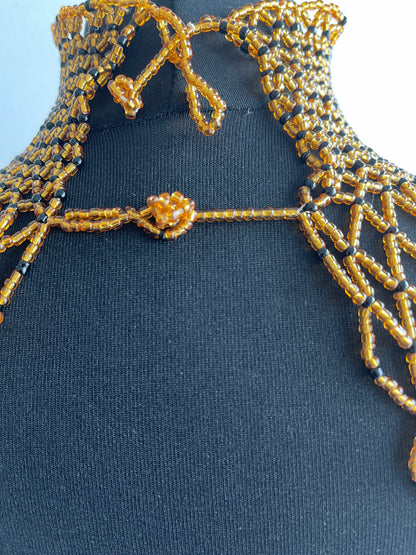 Gold Authentic Maasai Zulu Ethnic Beaded Collar Shoulder Body Jewellery