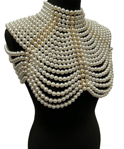 Boho Faux Pearls Collar Statement Chain Body Jewellery